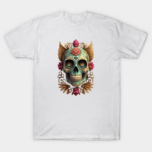 Sugar Skull Dia de los Muertos Mexican Day Of The Dead Tattoo Art Culture Punk Rock Goth Skeleton T-Shirt